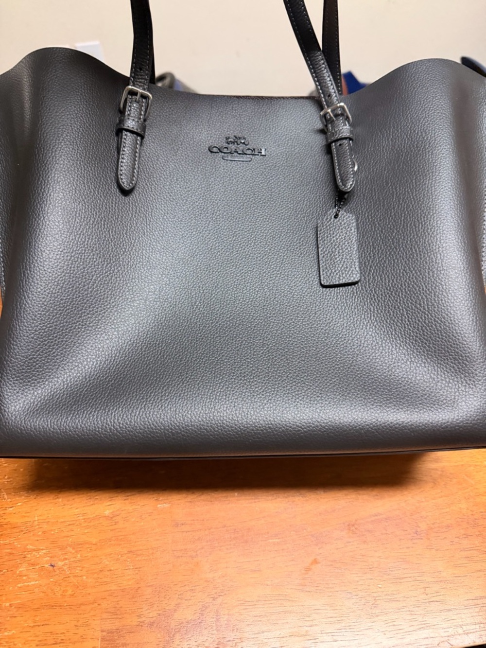 Coach Black Pebbled Leather Messenger Tote